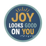 Navy Joy Looks Good On You — Round Vinyl Sticker