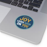 Navy Joy Looks Good On You — Round Vinyl Sticker