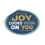 Navy Joy Looks Good On You — Round Vinyl Sticker